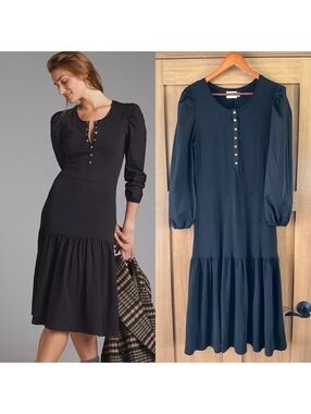 Nation LTD. Malika Midi Dress Black Cotton Women’s Medium
